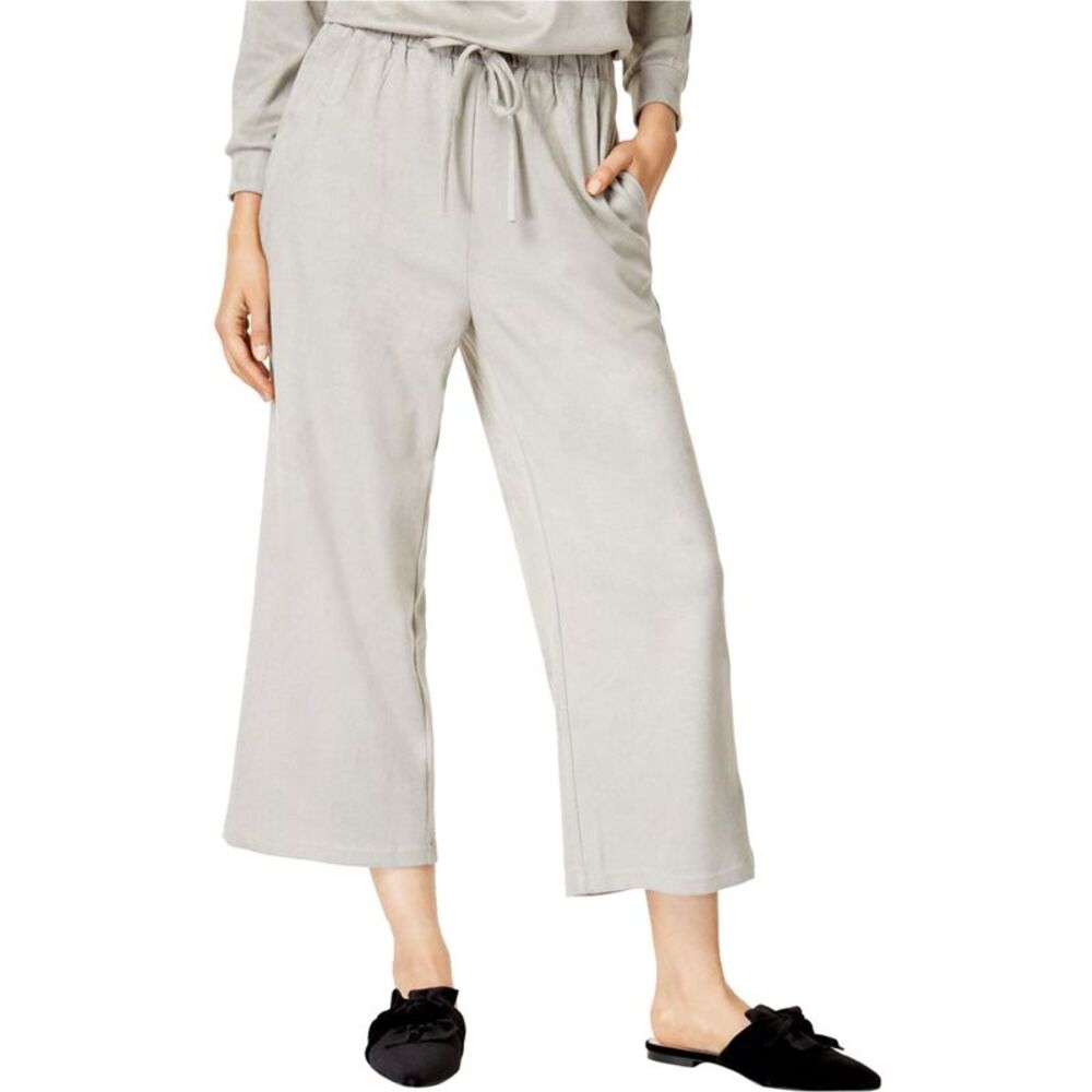 MinkPink Womens Faux-Suede Straight Leg Cropped Casual Pants, NWT